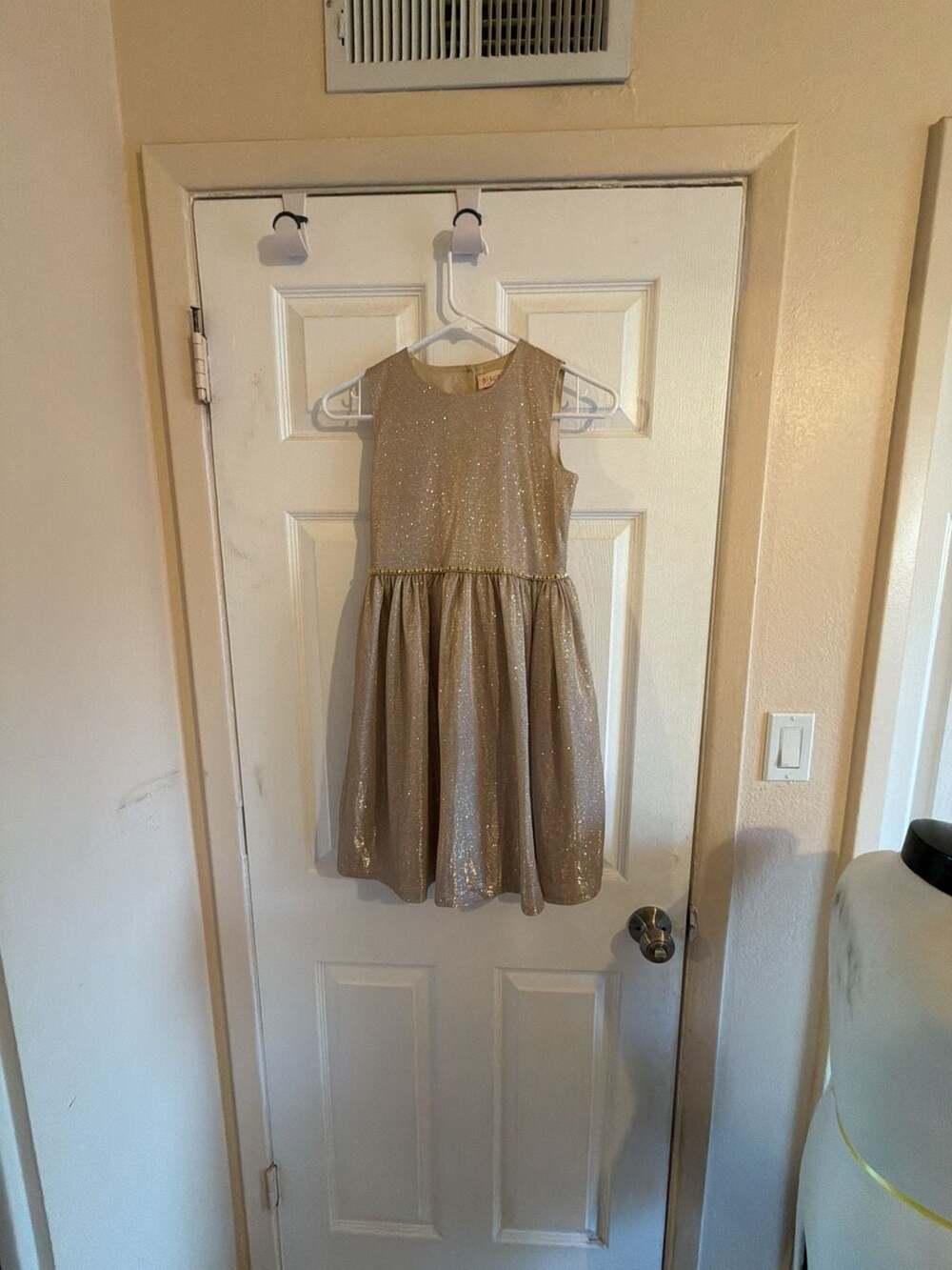 Biscotti Collezione Girls Gold Shimmer Metallic Pleated Party Dress Size 10
